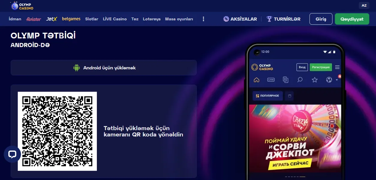 Android üçün Olymp Casino yukle — quraşdırma prosesi